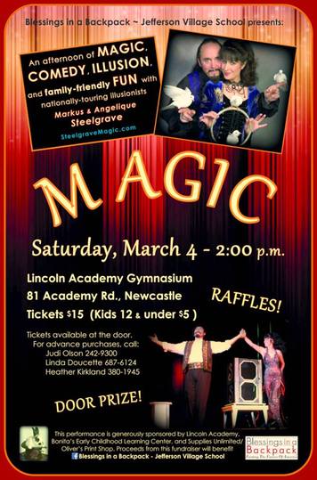 Magic show fundraiser poster, provided by The Steelgraves