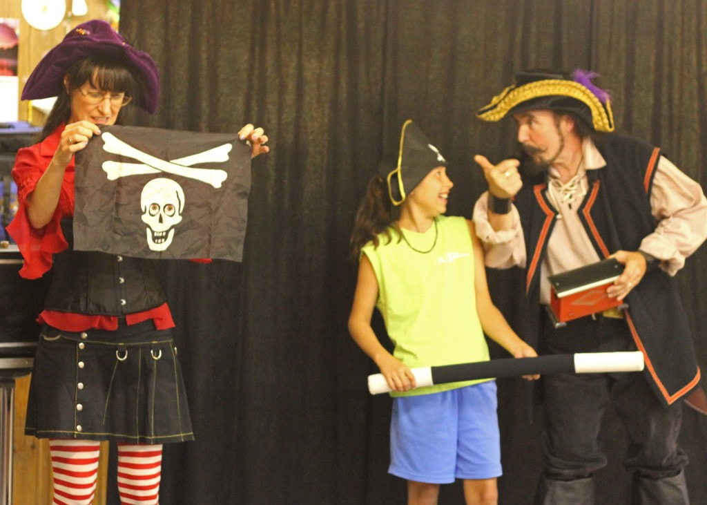 The Jolly Roger is not quite right! The Steelgraves' pirate show is full of comedy